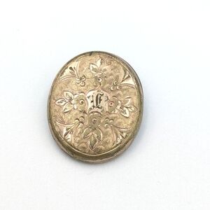 Antique rose gold plated floral engraved pendant